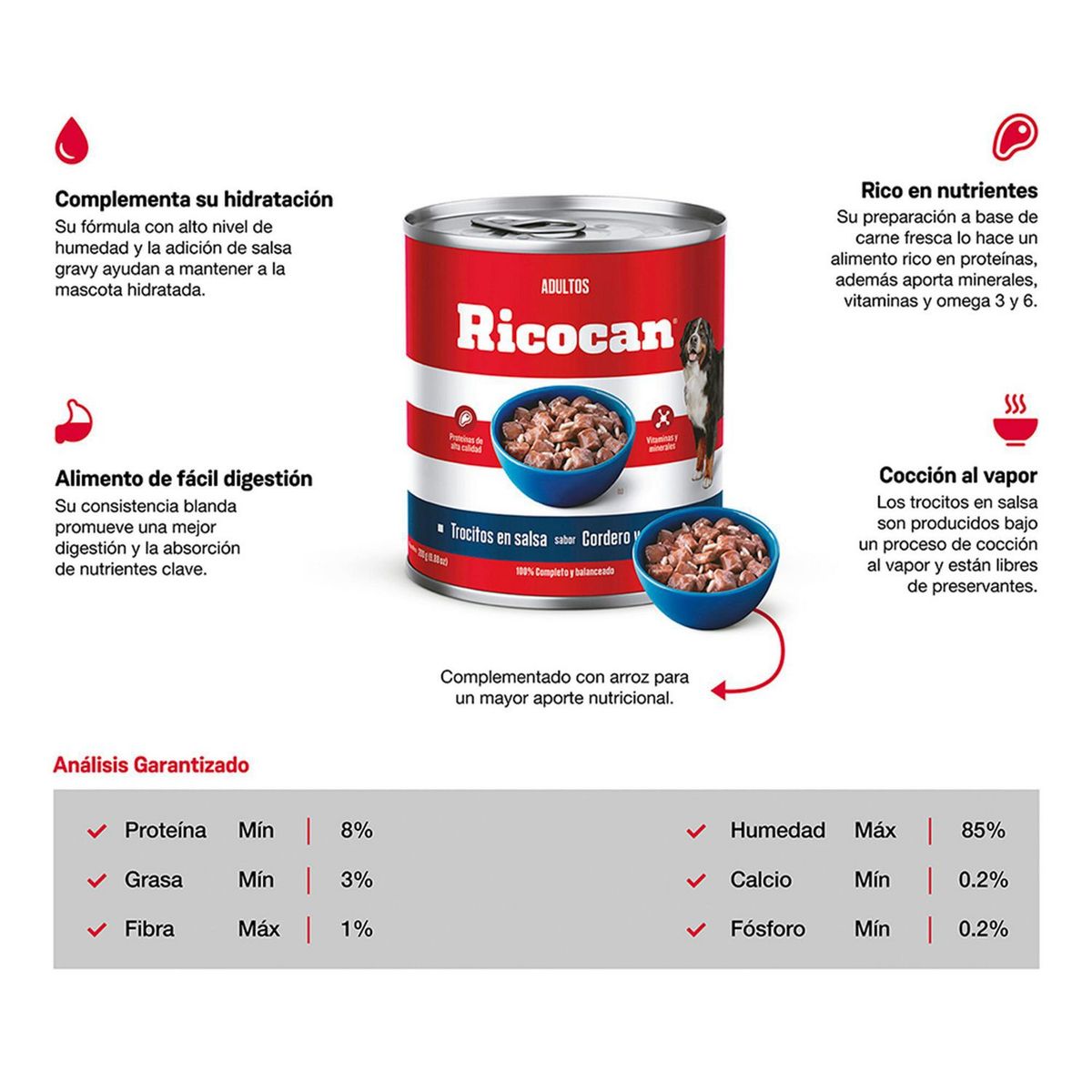 RICOCAN - Ricocan Adultos Alimento Perros Pouch Trocitos 280gr Cordero