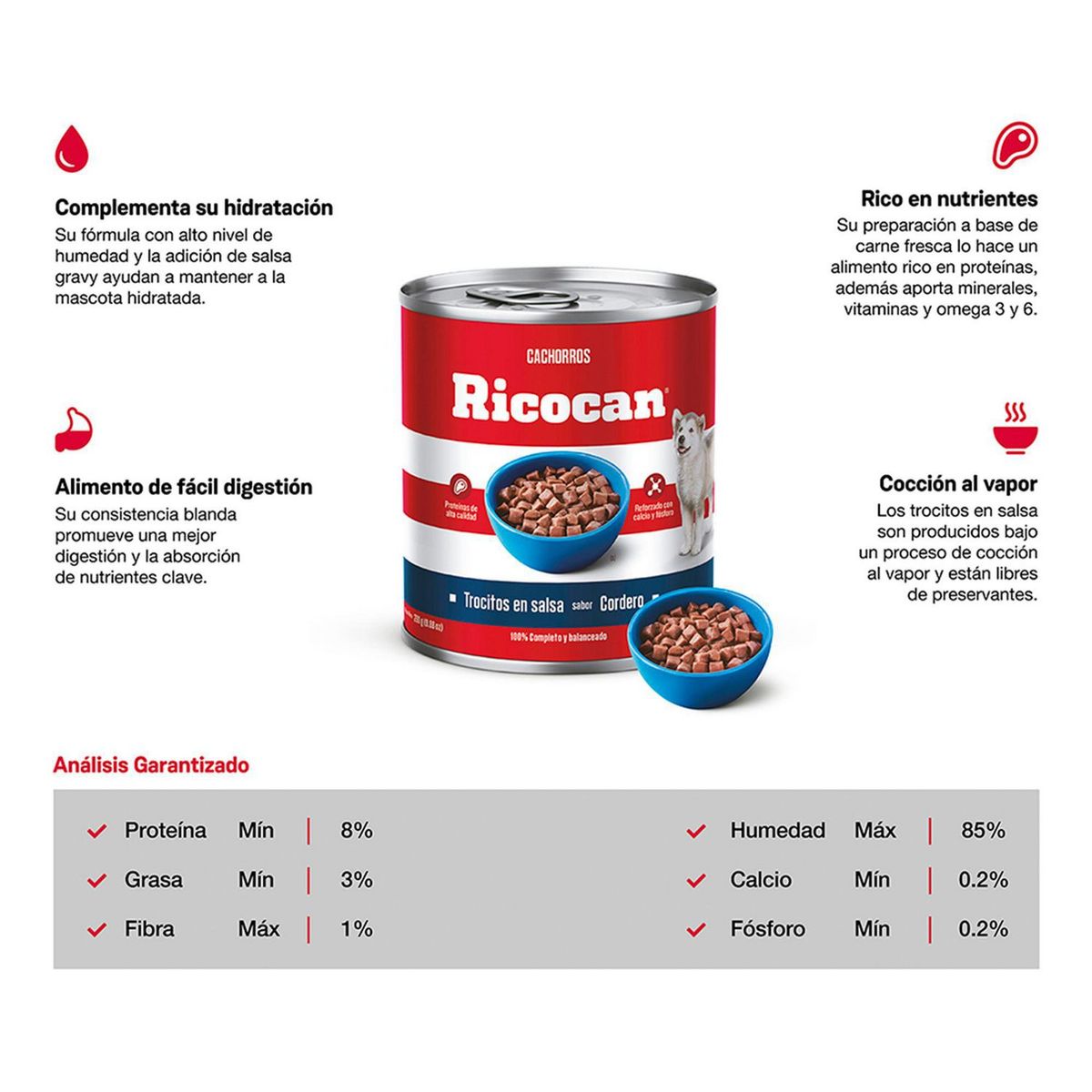 RICOCAN - Ricocan Cachorros Alimento Perro Pouch Trocitos 280g Cordero