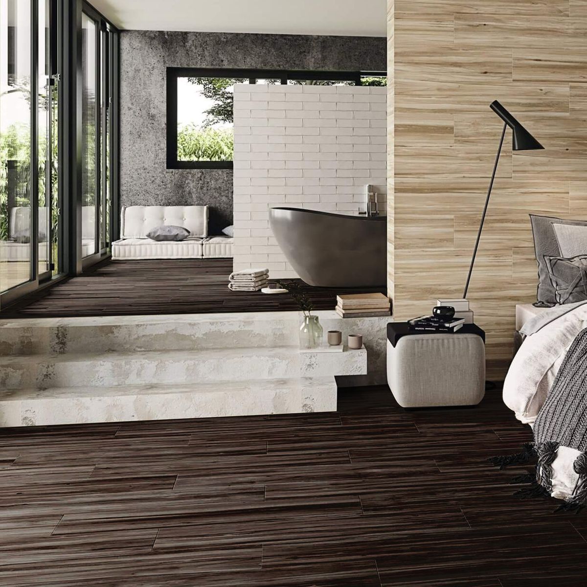 GRAIMAN - Porcelanato Euron Moca Brillante 15x60cm 1.26m2