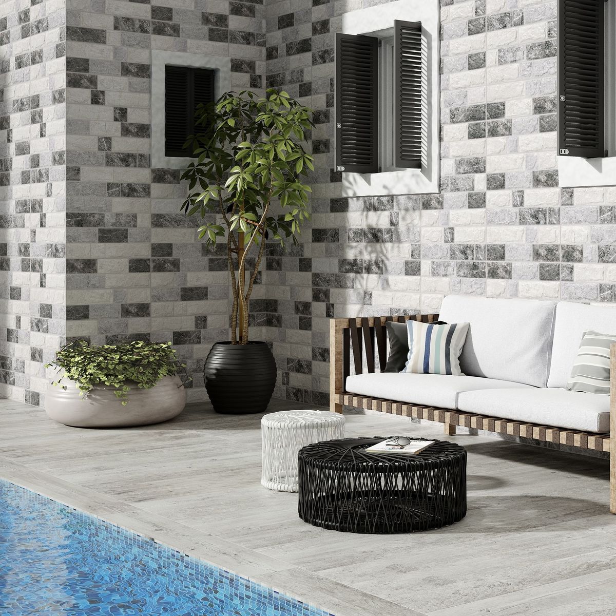 INTERMATEX - Cerámica Gris Rústico 21x61cm 0.84m2 Relieve Rock