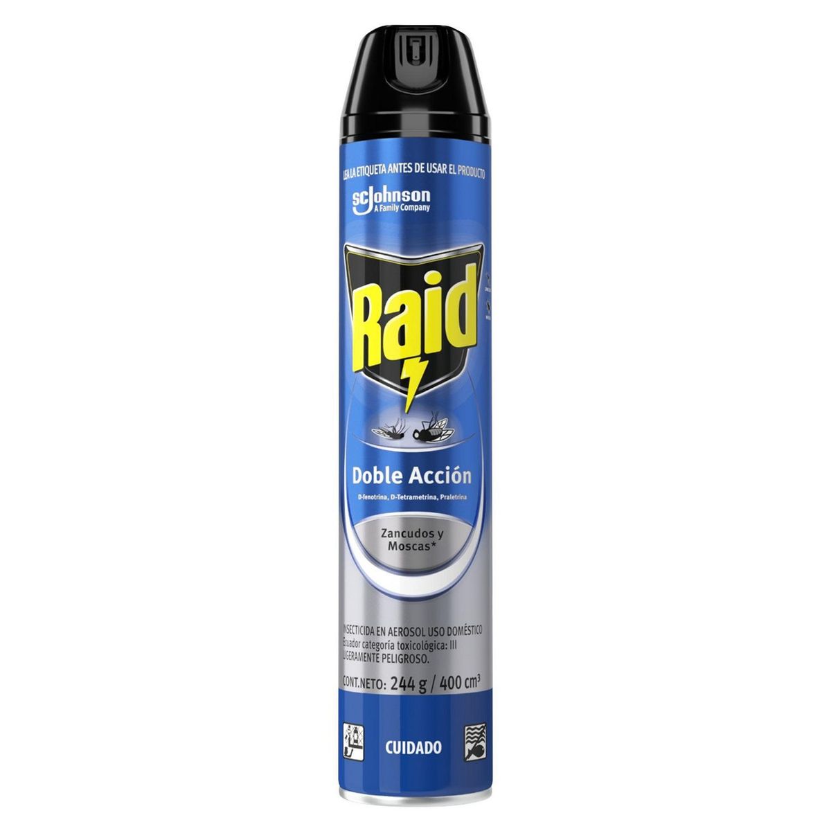 RAID - Insecticida Raid Aerosol Doble Acción 400ml Zancudos/Moscas