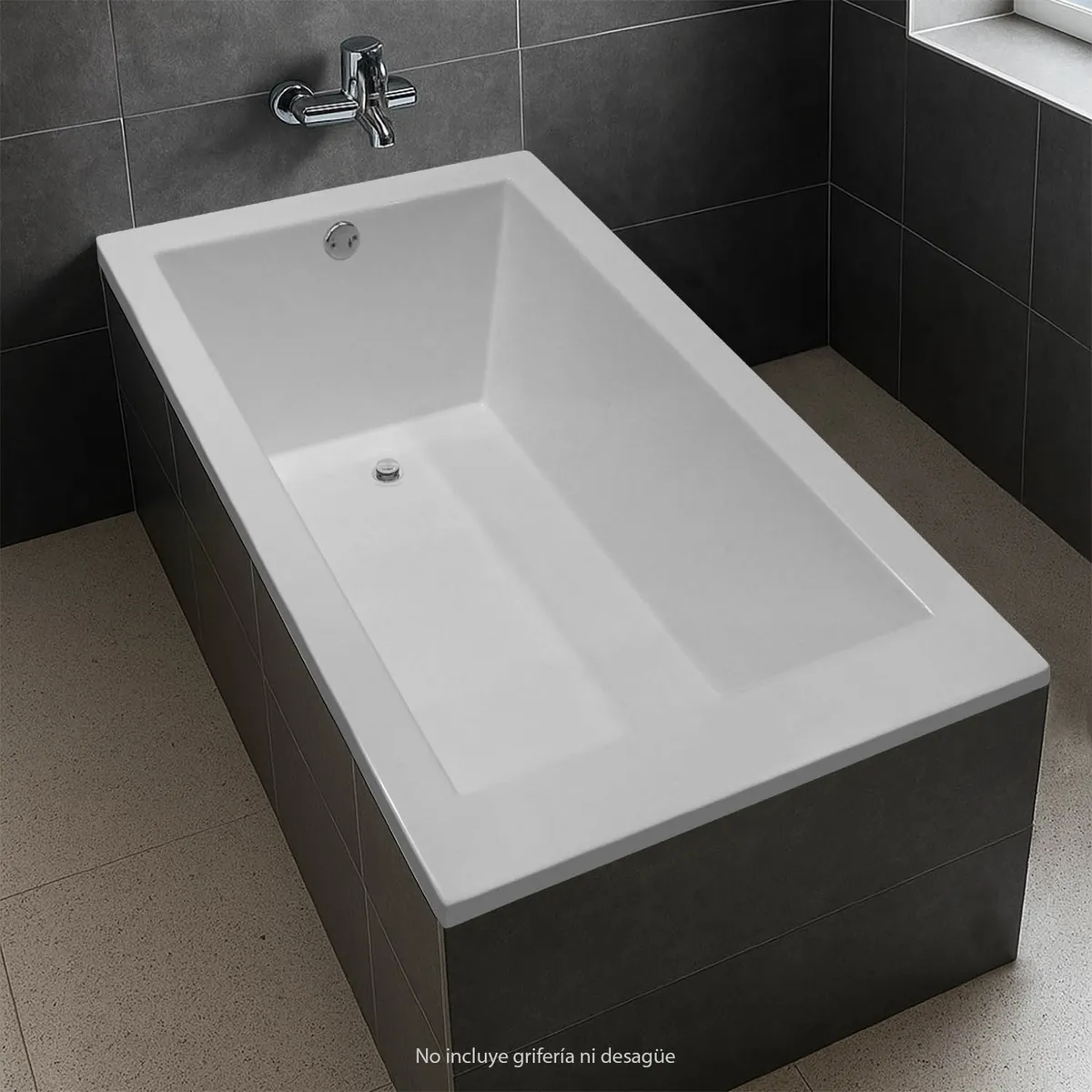 CUBA&SPA - Tina de Baño Rectangular Minimalista 140x80cm Blanca
