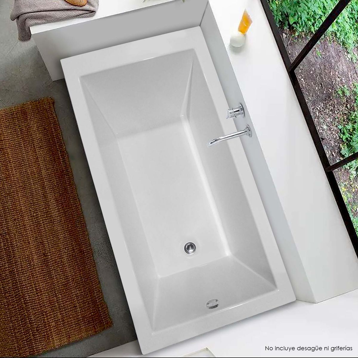 CUBA&SPA - Tina de Baño Rectangular Minimalista 150x80cm Blanca