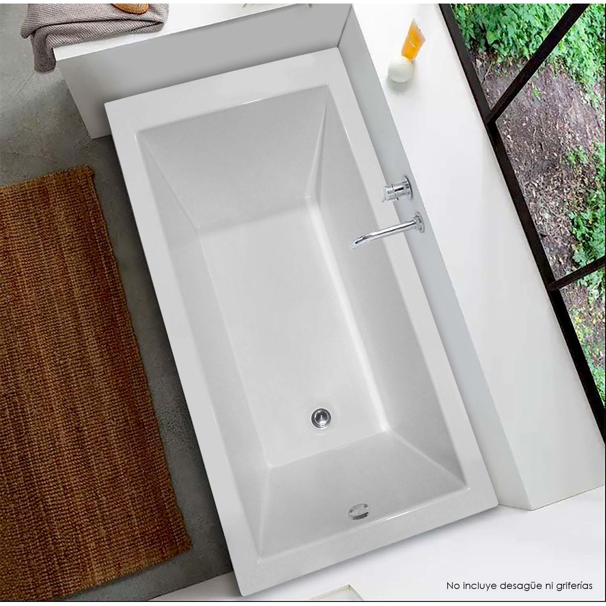 CUBA&SPA - Tina de Baño Rectangular Minimalista 150x80cm Blanca