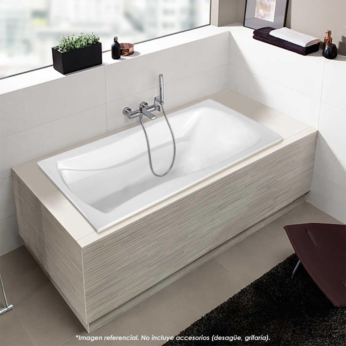 CUBA&SPA - Tina de Baño Rectangular Akira 166x90cm Blanca