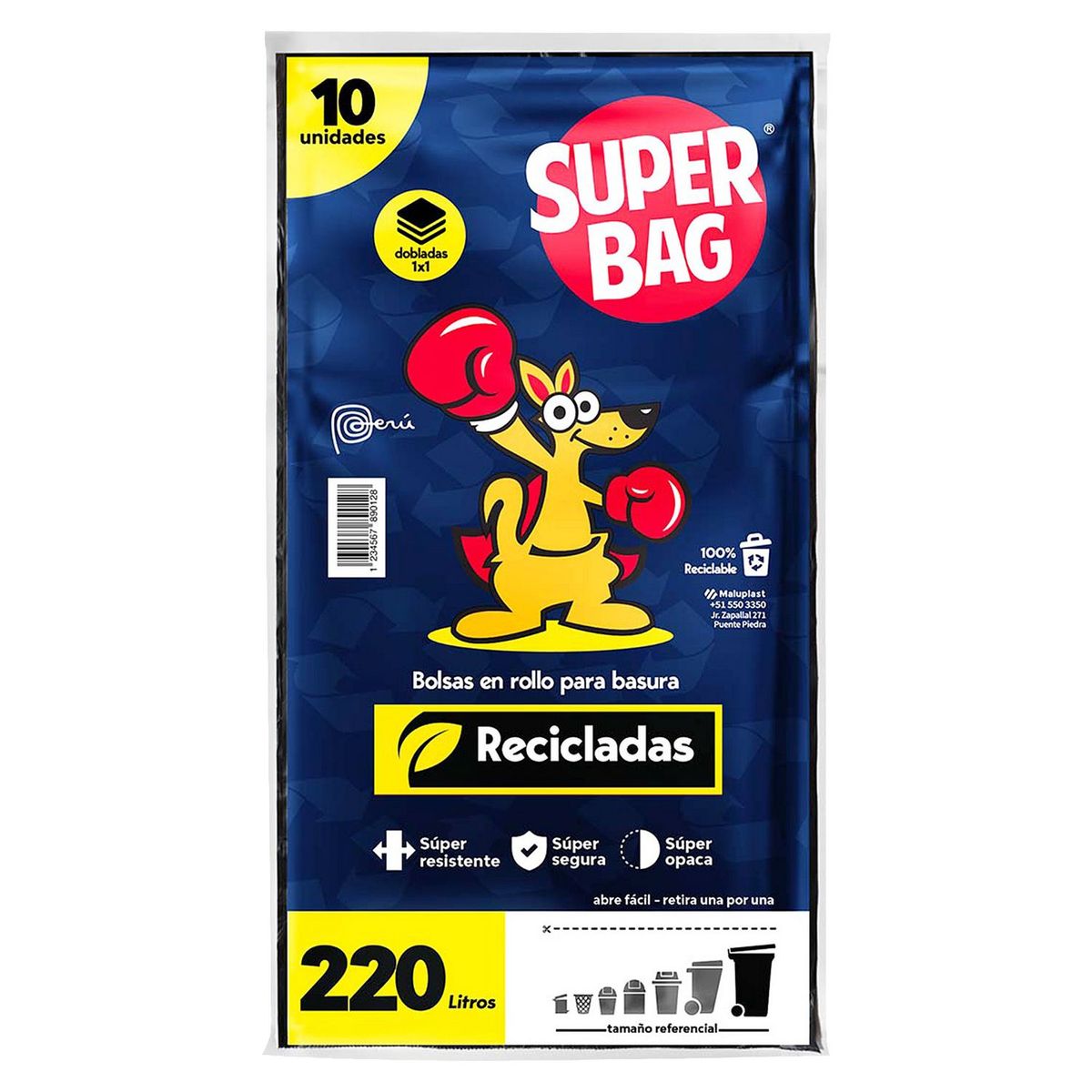 SUPERBAG - Bolsa para Basura 220 Litros 10und
