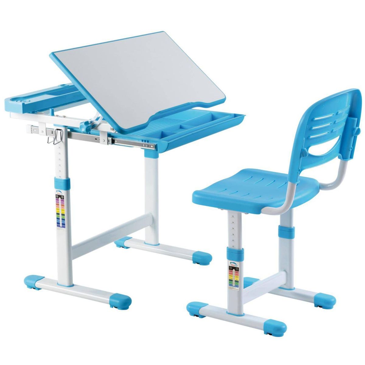 JUST HOME COLLECTION - Escritorio Infantil Azul + Silla ajustable con pizarra