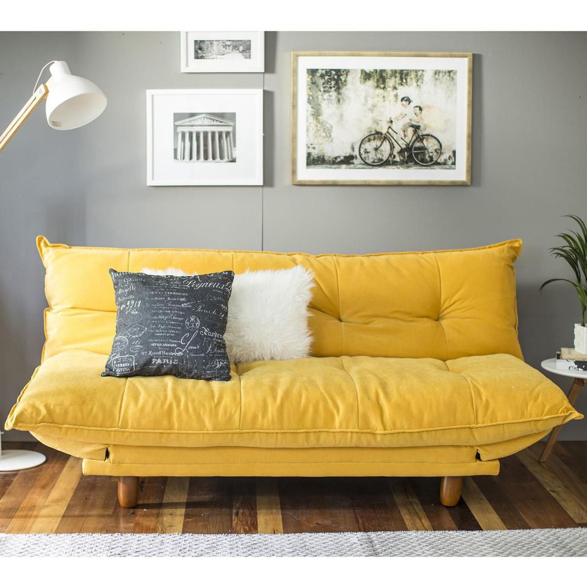 JUST HOME COLLECTION - Sofá Cama Pillow Mostaza 193x96x88cm