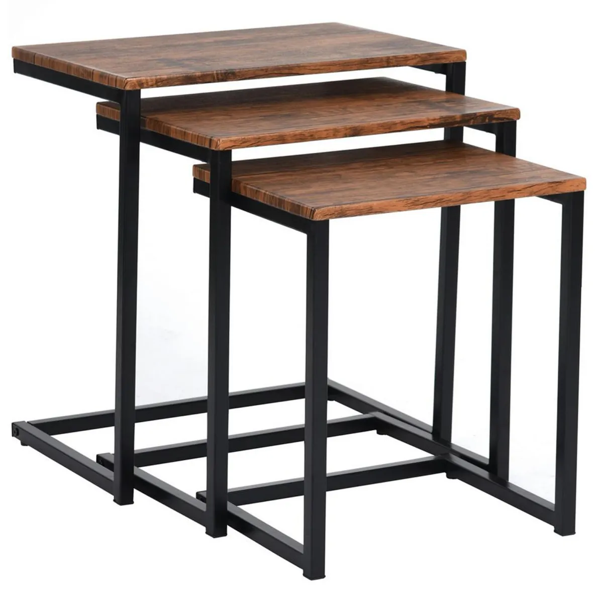 JUST HOME COLLECTION - Set x3 Mesas Auxiliares Nido Marrón