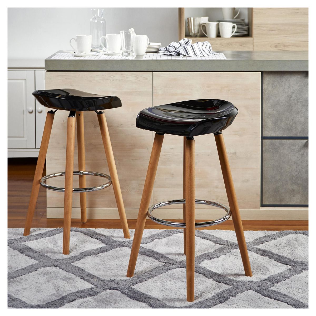 JUST HOME COLLECTION - Banco Bar Corazón Negro 76x40x40cm