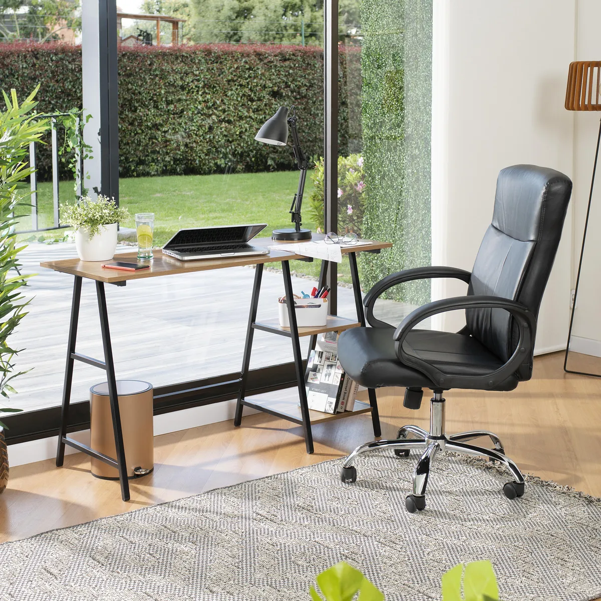 JUST HOME COLLECTION - Escritorio Café Melamina con Estante