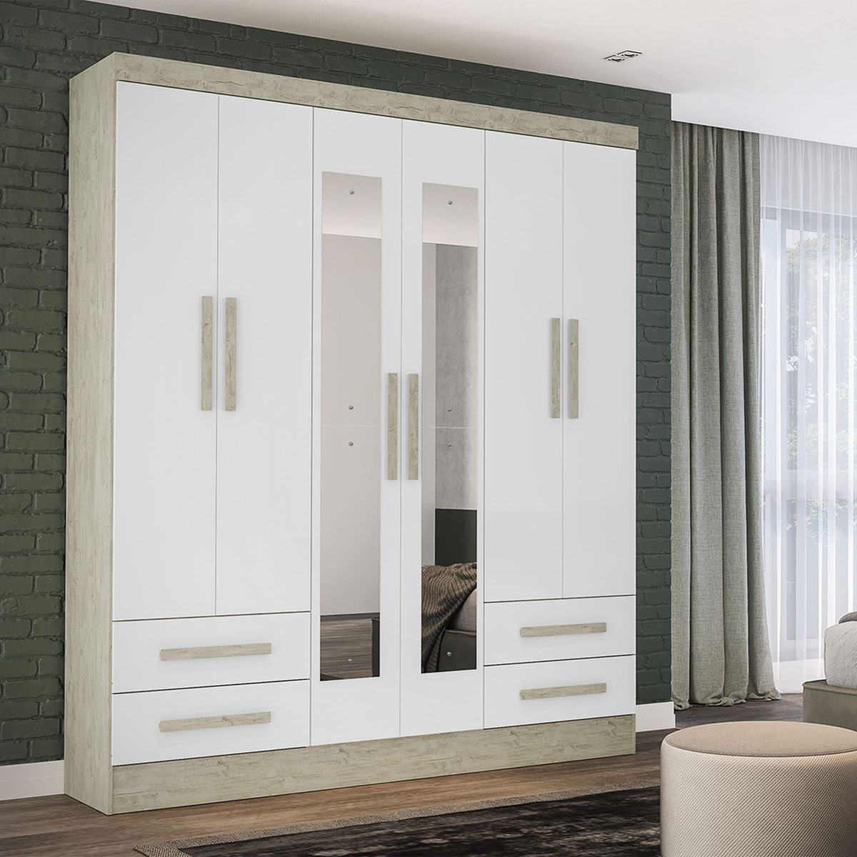 CASA BONITA -  6 Puerta(s) 4 Cajón(es) 3 Repisa(s) 164x195x47 cm Blanco