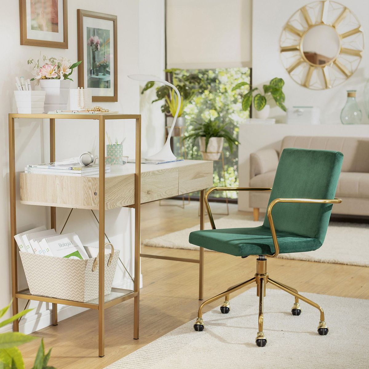 JUST HOME COLLECTION - Escritorio Blanco Melamina Adana con Estante