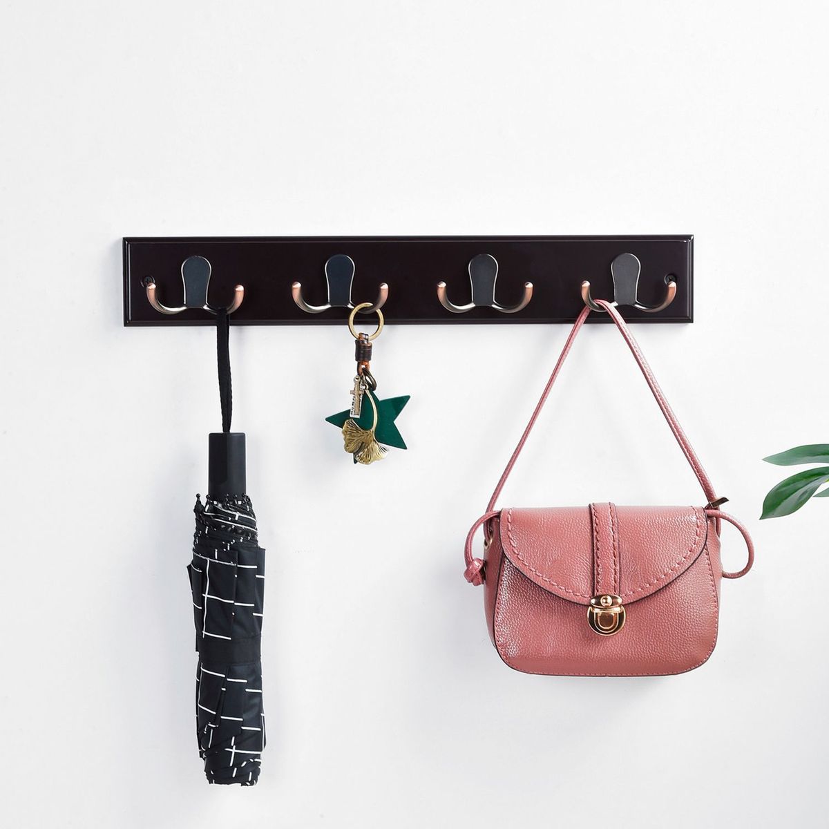 JUST HOME COLLECTION - Perchero de Pared 4 Ganchos Doble Expresso