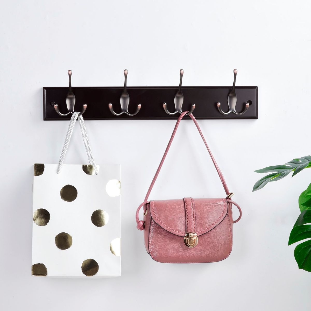 JUST HOME COLLECTION - Perchero de Pared 4 Ganchos Triple Expresso