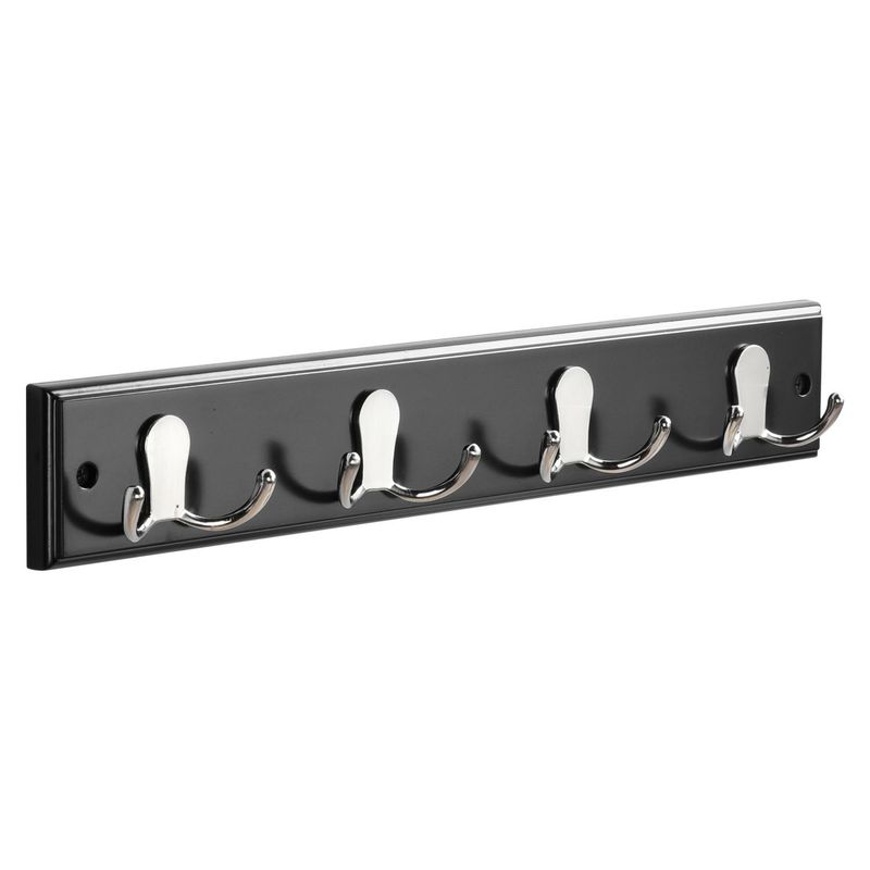 JUST HOME COLLECTION - Perchero de Pared 4 Ganchos Doble Negro