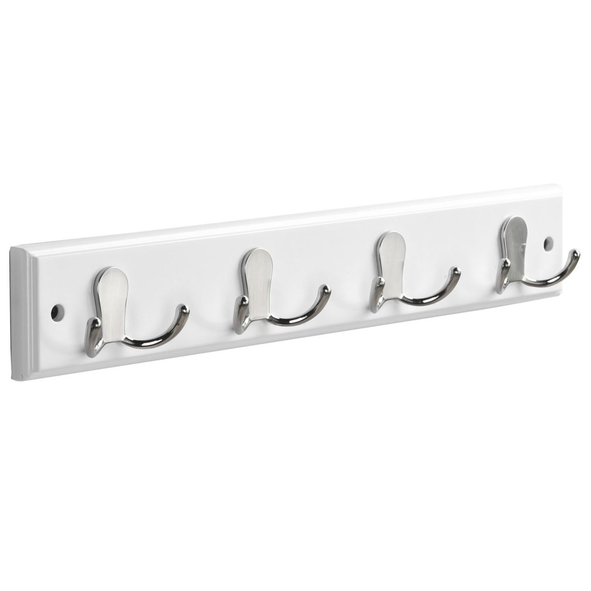 JUST HOME COLLECTION - Perchero de Pared 4 Ganchos Doble Blanco