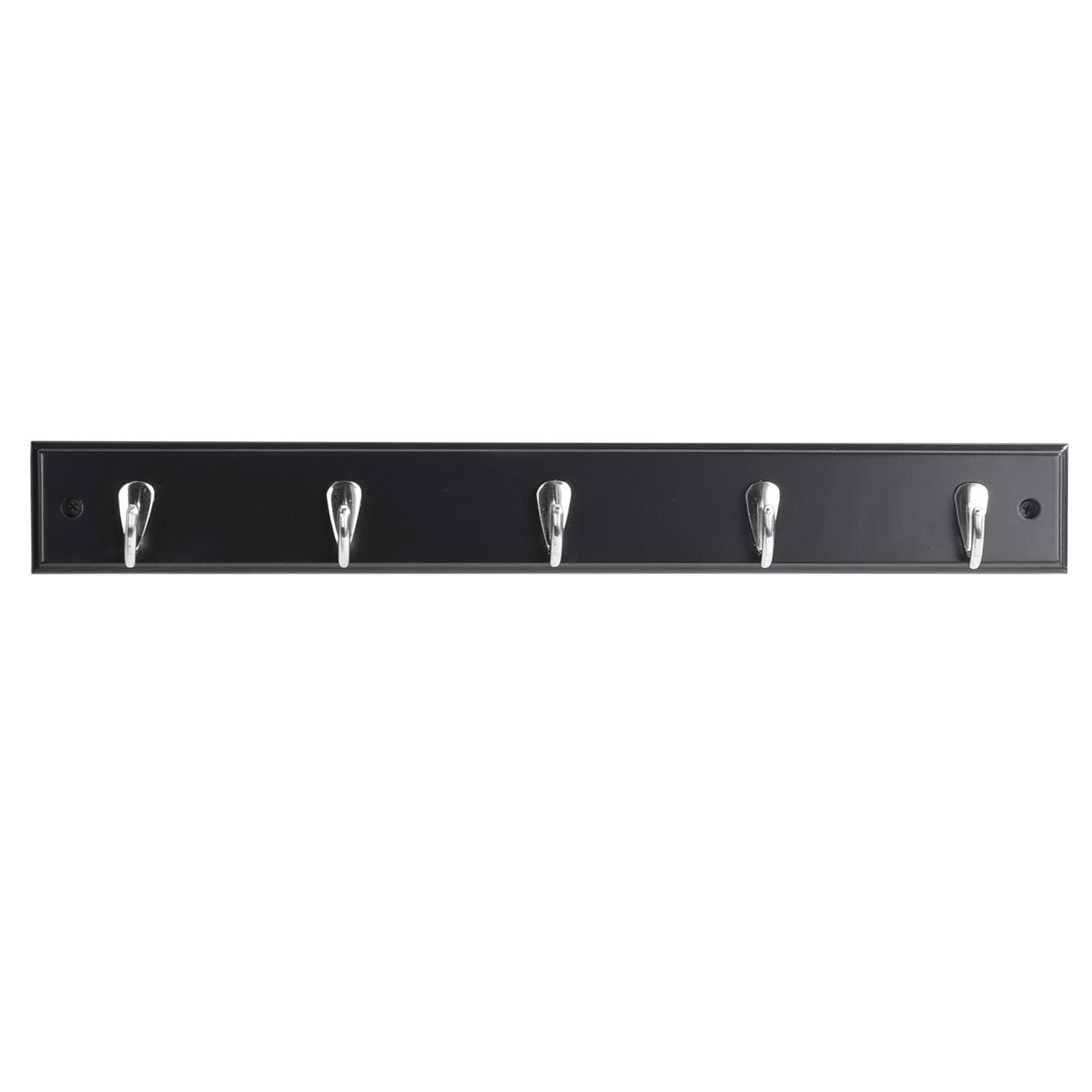 Perchero De Pared Con 5 Ganchos - Negro, Acero Inoxidable - Incluye Tornillos Y Tacos