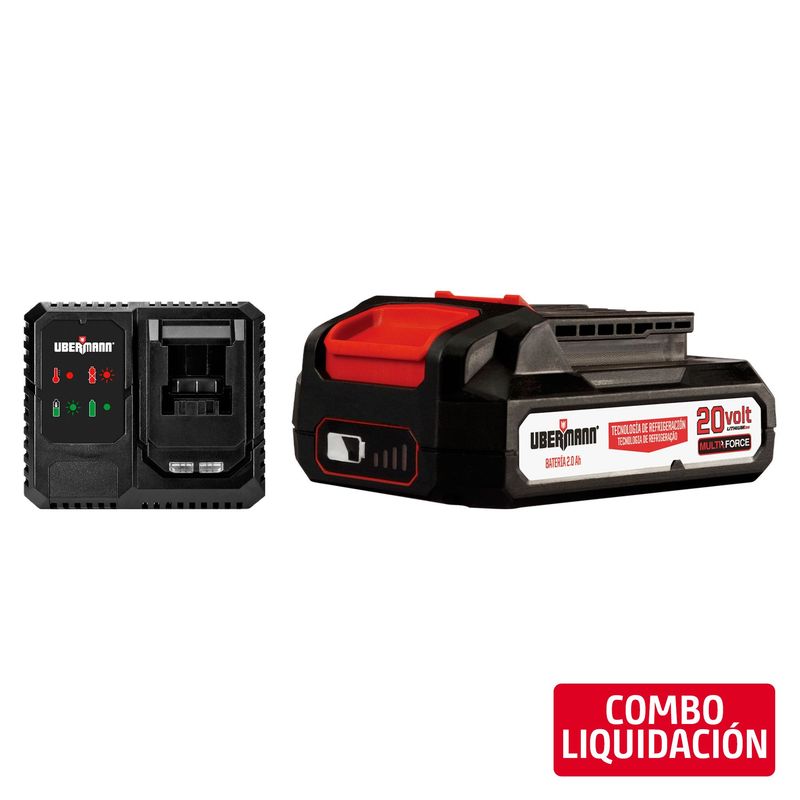UBERMANN - Batería Recargable 20V 2AH Multiforce + Cargador de Batería 20V 2-4 A
