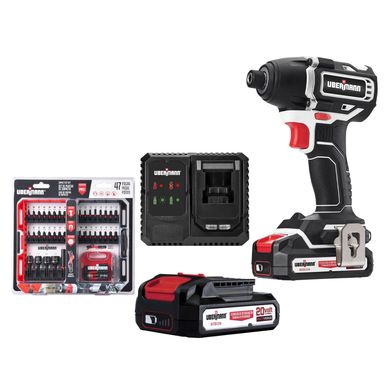 Talador Atornillador Inalmbrico 20V Multiforce sin Bateria + Set Accesorios Herramientas 47PC + Cargador de Batera 20V 2-4 A + Batera Recargable 20V 2AH Multiforce