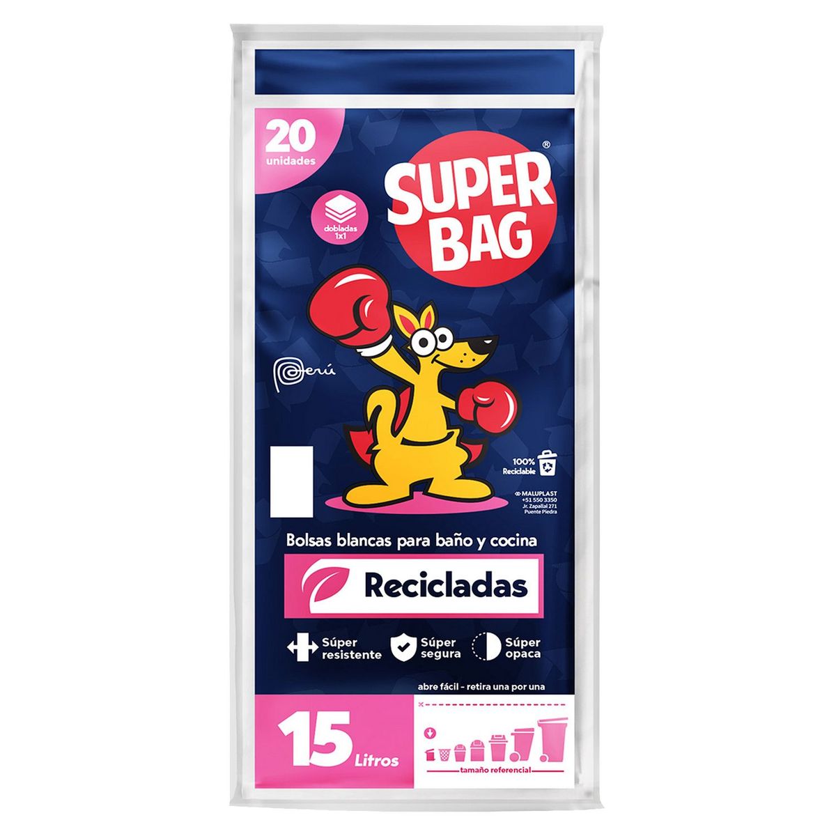 SUPERBAG - Bolsas para Baño y Cocina 15L 20 unidades