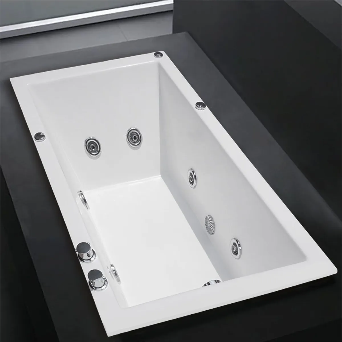 CUBA&SPA - Tina Hidromasaje Rectangular Minimalista 150x80cm Blanca