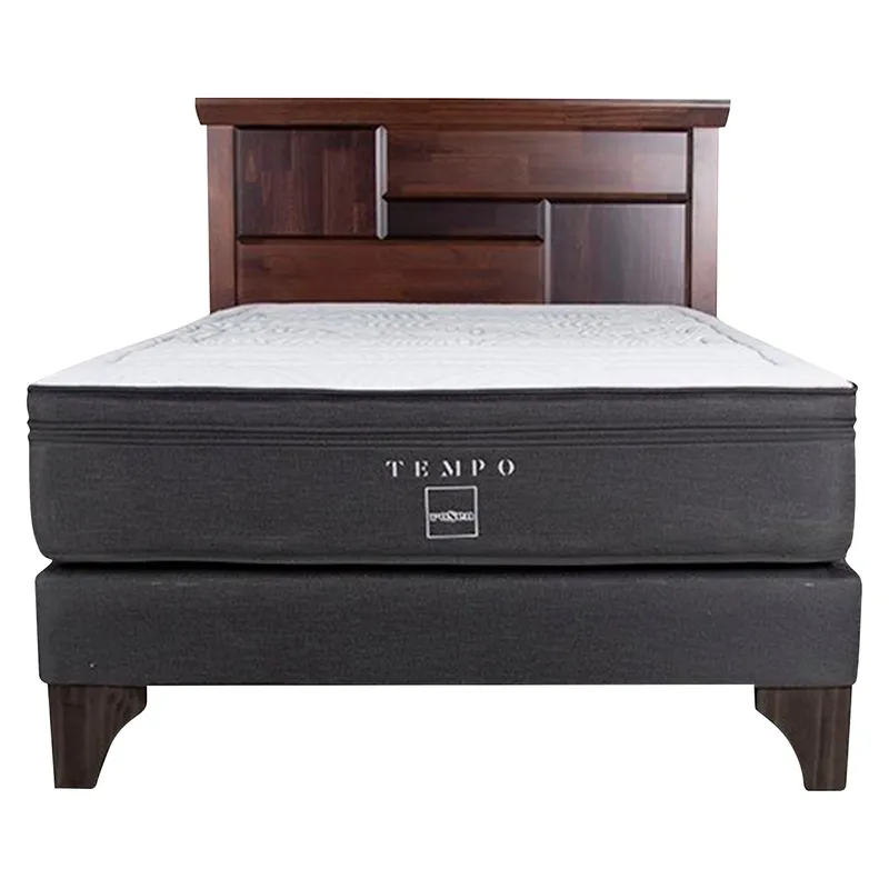 ROSEN - Cama Europea Tempo Rosen 2 Plazas + Colchón + Respaldo