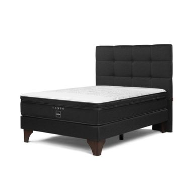 Cama Europea Tempo Rosen 2 Plazas + Colch�n + Respaldo Issey Grafito