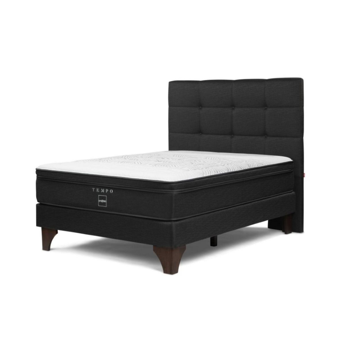 ROSEN - Cama Europea Tempo Rosen 2 Plazas + Colchón + Respaldo Issey Grafito