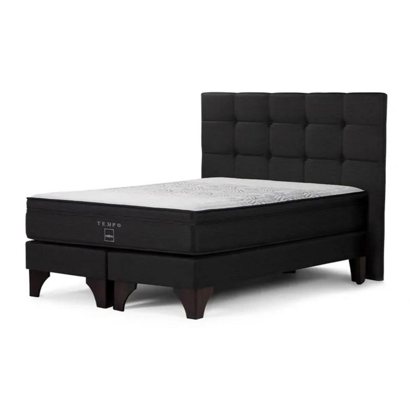 ROSEN - Cama Europea Tempo Rosen Queen + Colchón + Respaldo Issey Grafito