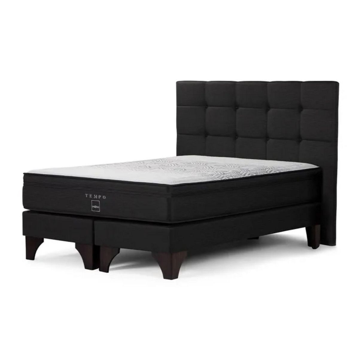 ROSEN - Cama Europea Tempo Rosen King + Colchón + Respaldo Issey Grafito