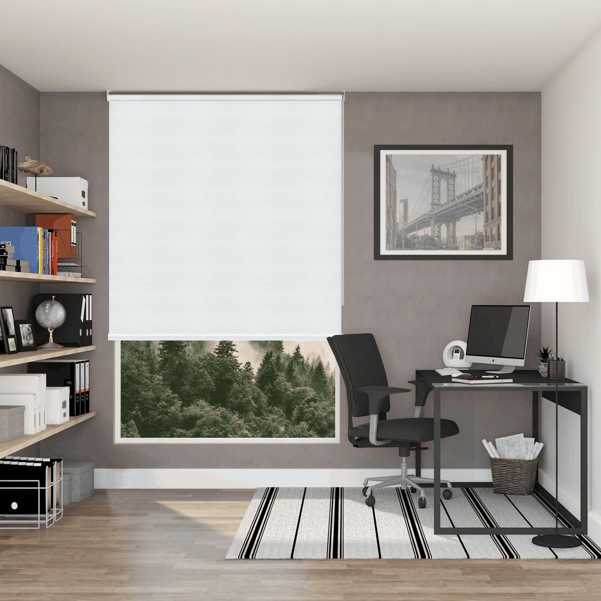 SUNLINE - Cortina Roller Blackout Fiber Blanco 80 x 250 cm