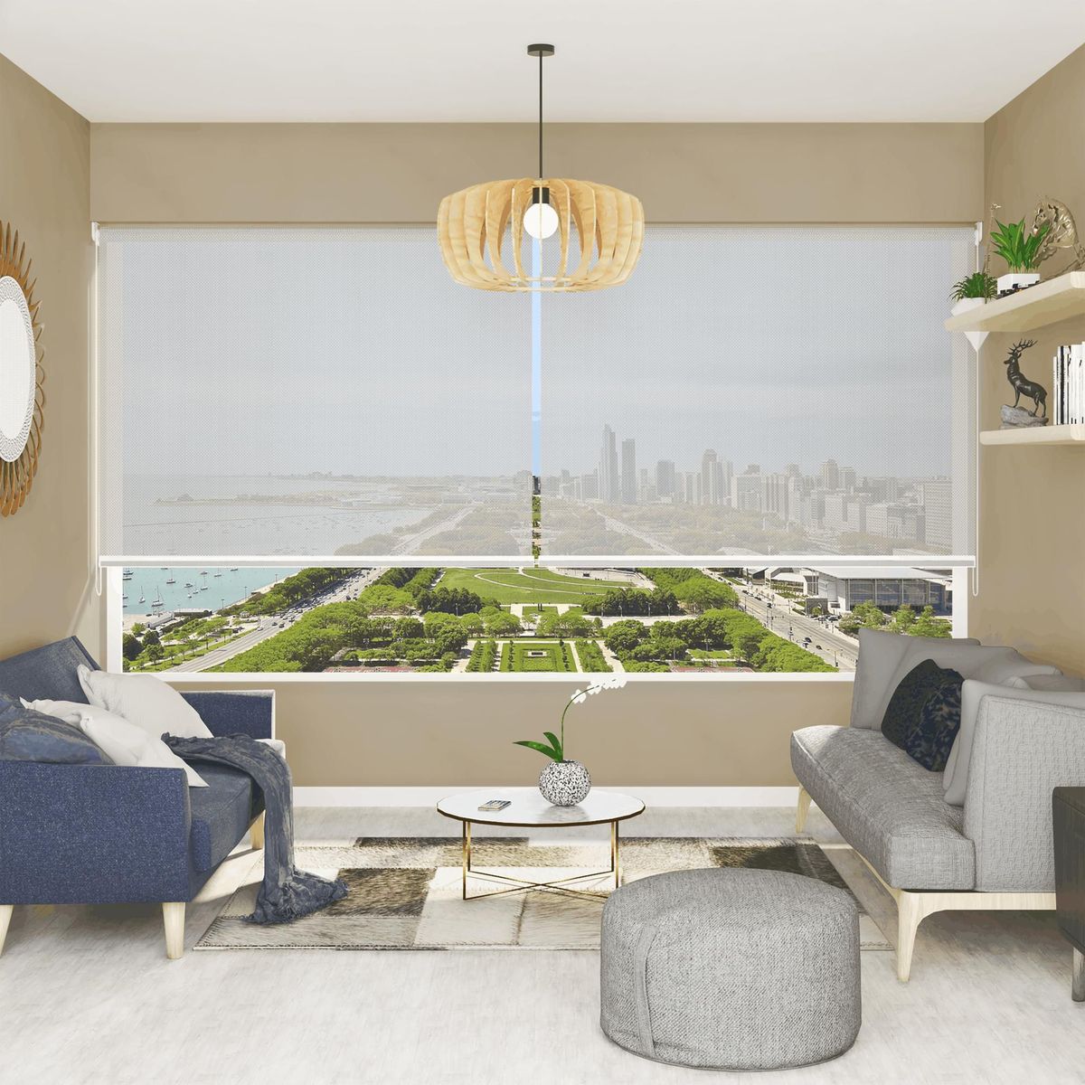 SUNLINE - Cortina Roller Screen 5% Gris 120 x 160 cm