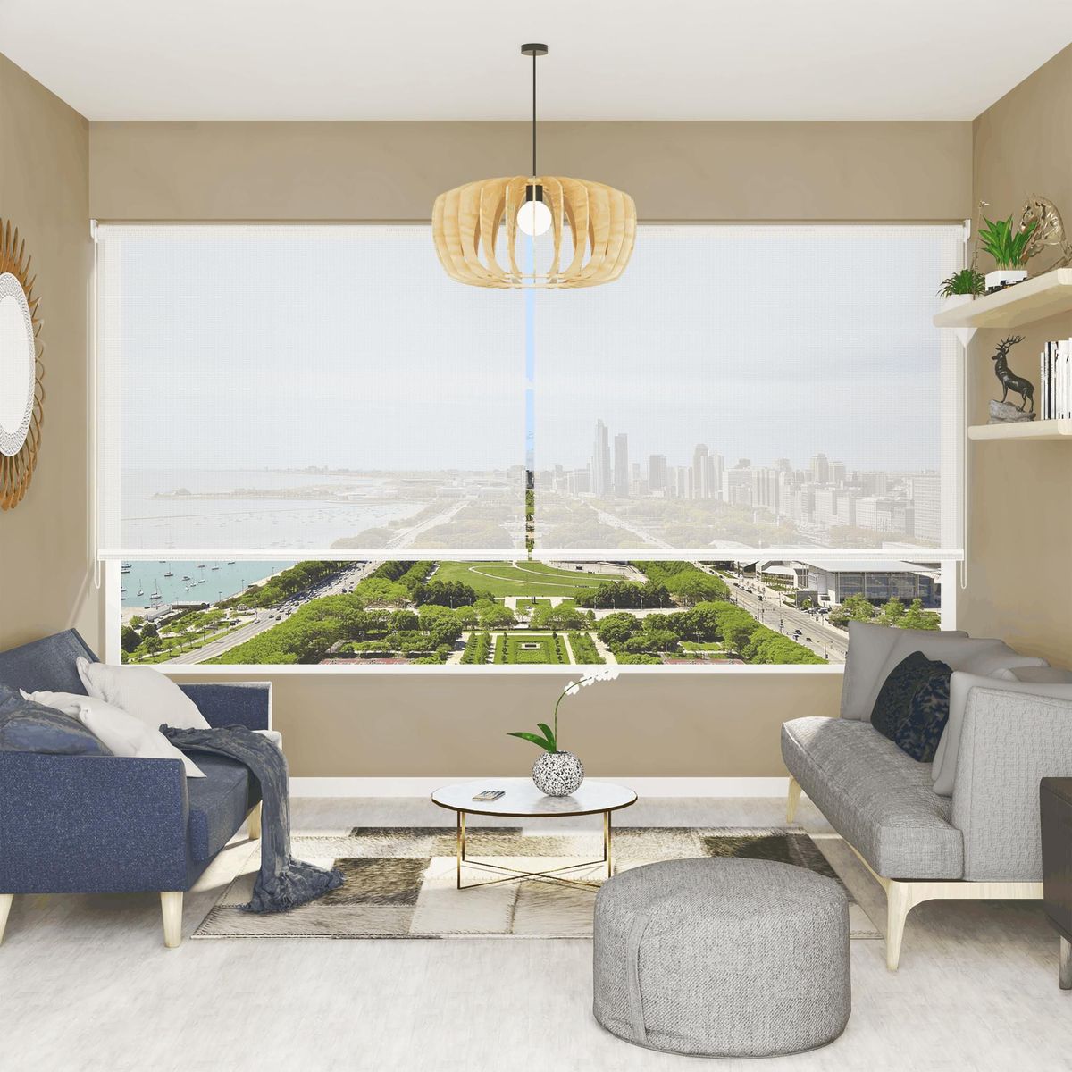 SUNLINE - Cortina Roller Screen 5% Blanco 70 x 140 cm