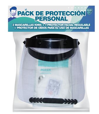 Protector Facial + 2 Mascarillas KN95 + Salva Orejas