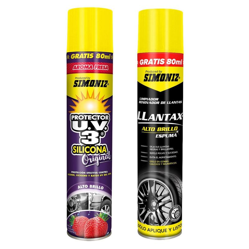 SIMONIZ - Kit de Silicona y Renovador Aroma Fresa + Llantax Simoniz