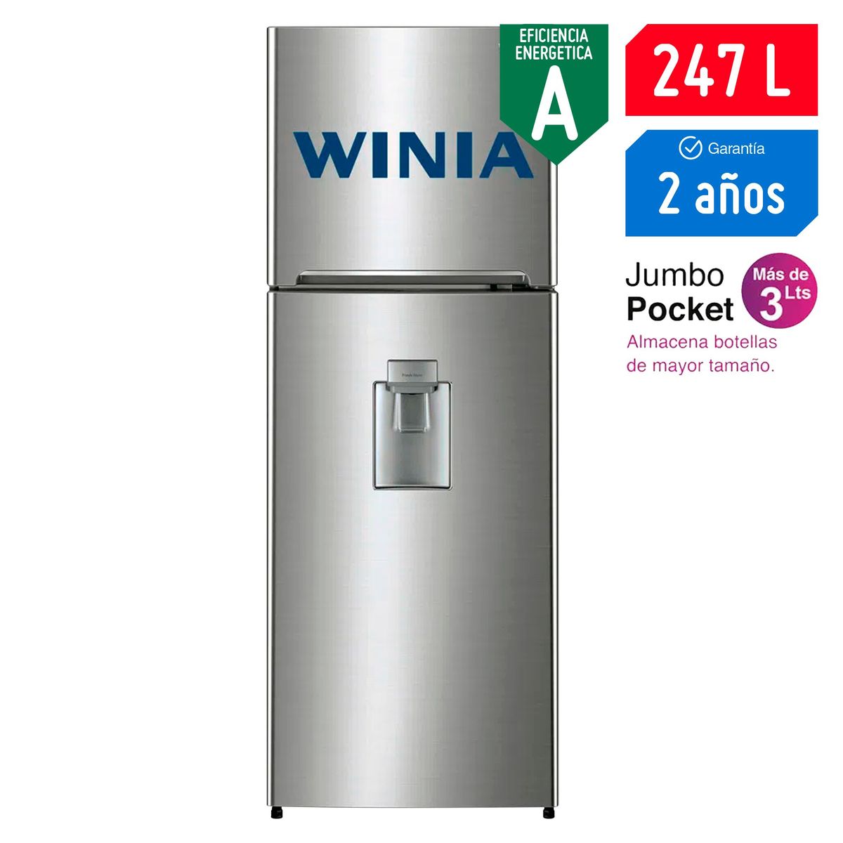 WINIA - Refrigeradora Winia 247 Lt Top Freezer WRT-25GFD Plata