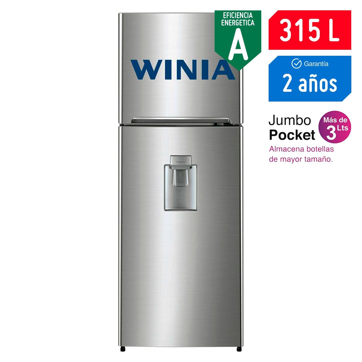 WINIA - Refrigeradora Winia 315 Lt Top Freezer WRT-32GFD Plata