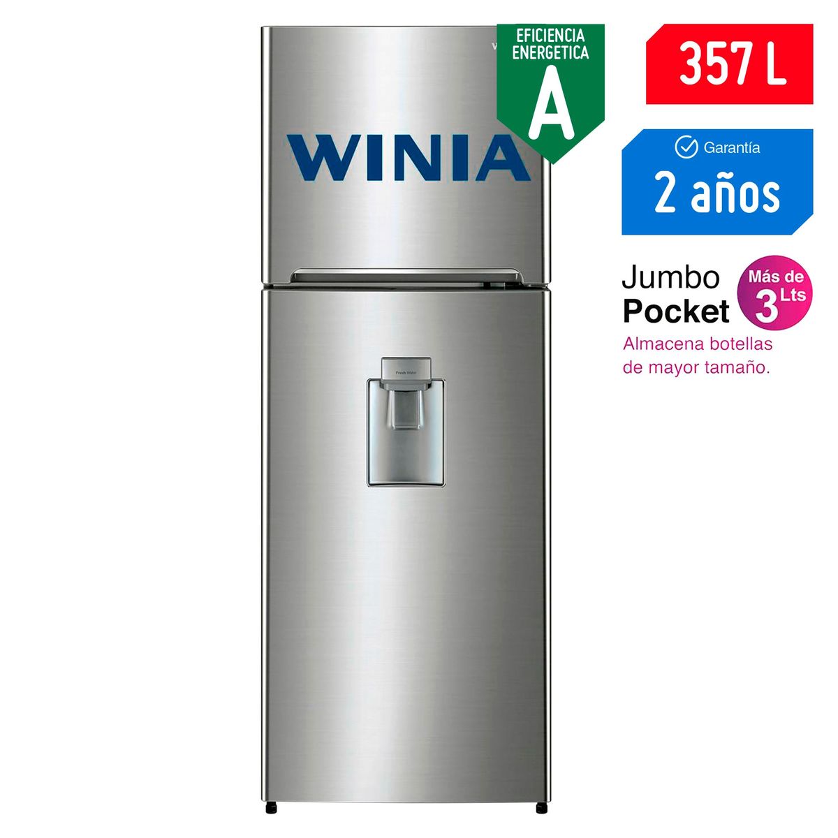 WINIA - Refrigeradora Winia 357 Lt Top Freezer WRT-36GFD Plata