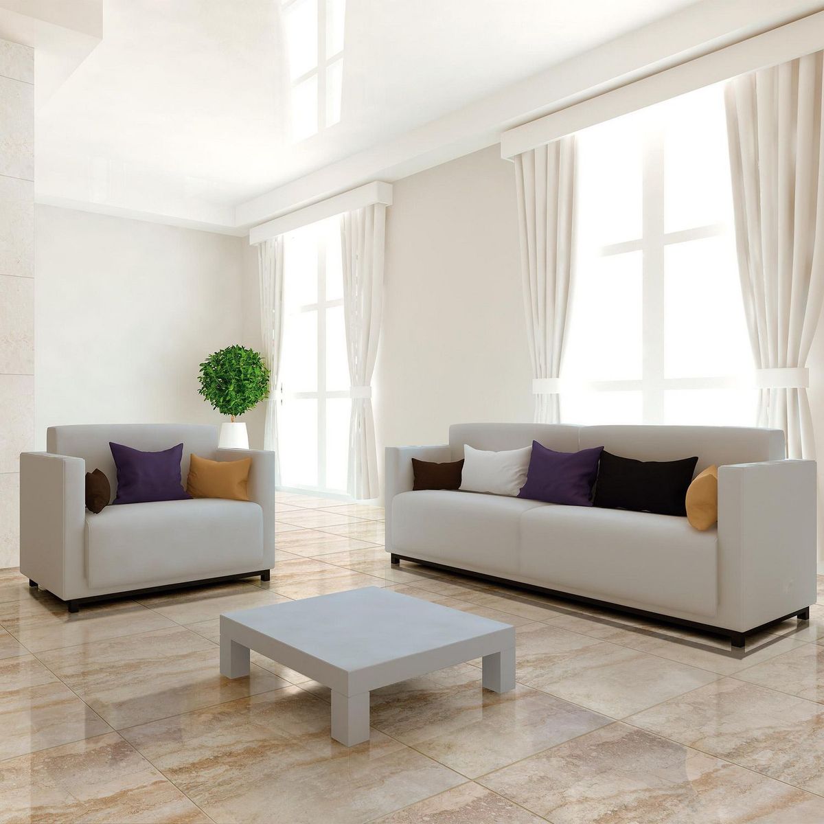 Cerámica Beige Marmolizado 60X60cm 1.8m2 Victoria Beige, marca CELIMA - Foto 2