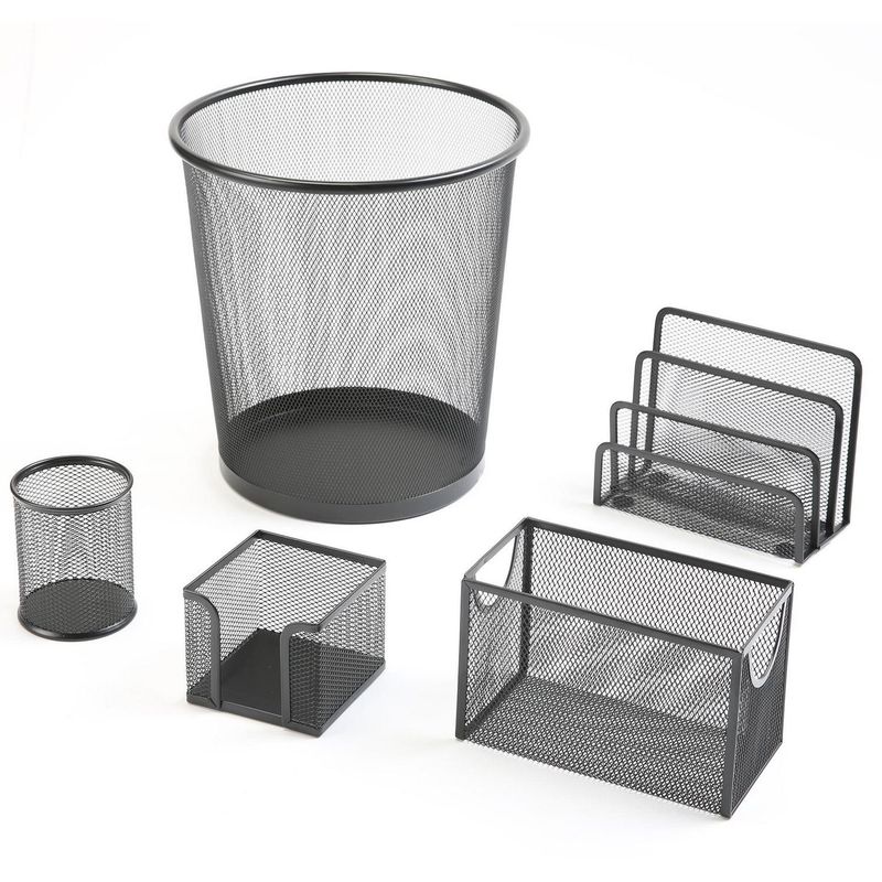 JUST HOME COLLECTION - Set Organizador de Escritorio 5 Piezas Negro