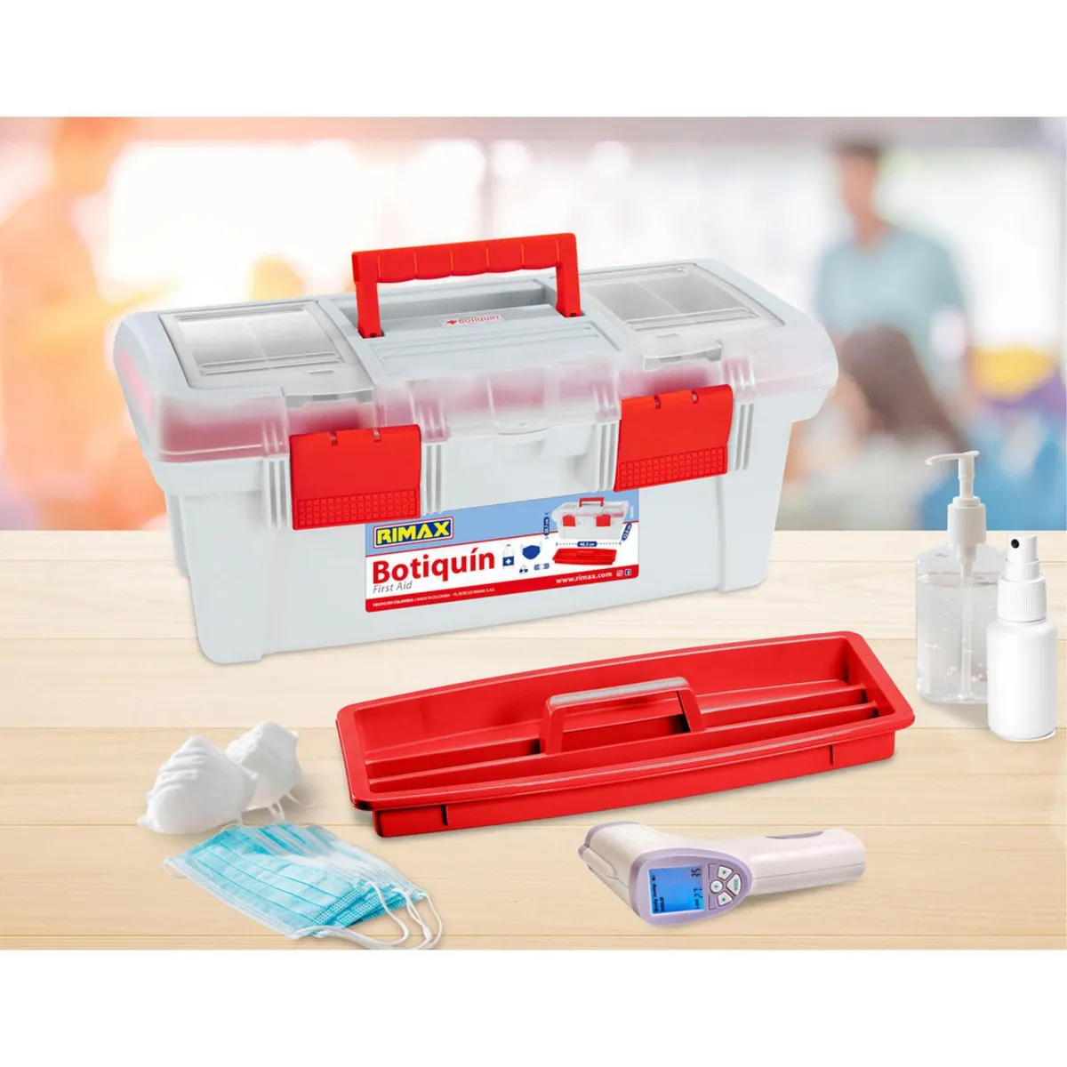 RIMAX - Botiquin 18" Transparente/Rojo