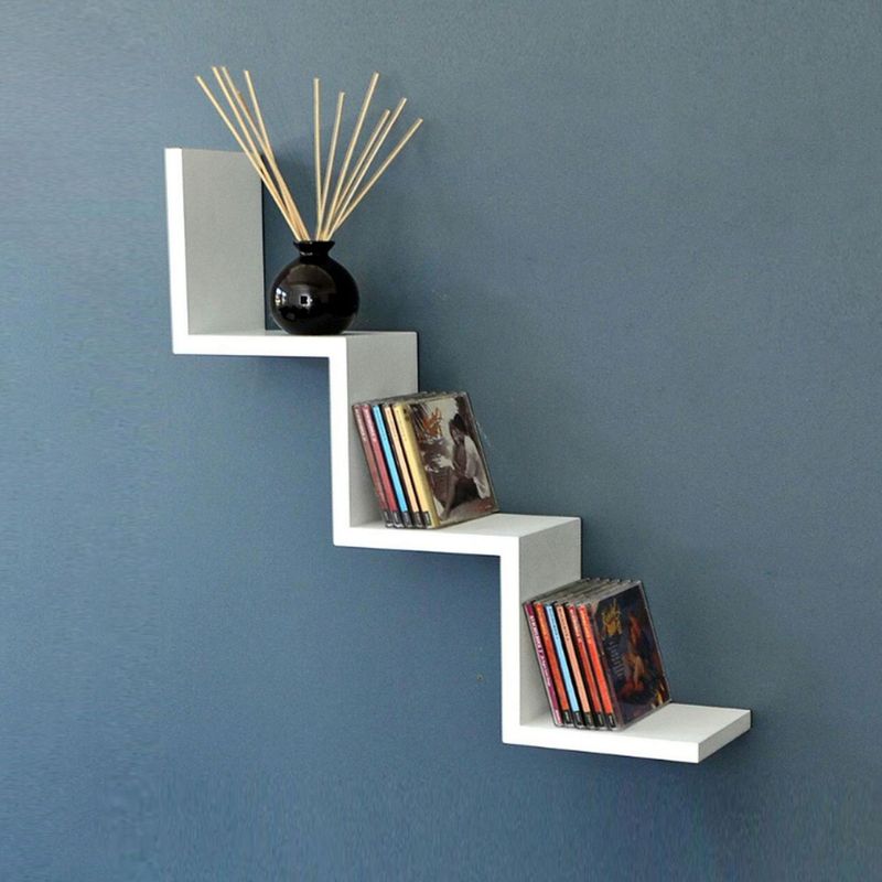 JUST HOME COLLECTION - Repisa Flotante de Melamina Zig Zag Blanco 60x11.8x11.8cm