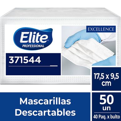 Mascarillas Descartables Elite Professional de 3 Pliegues x 50 unid.
