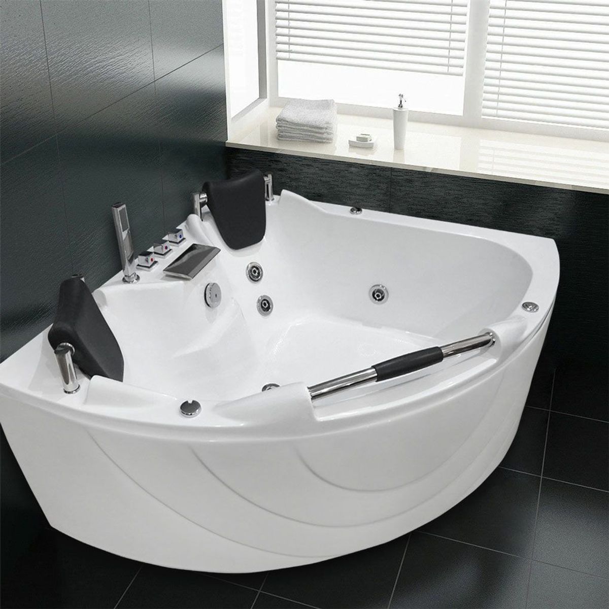 CUBA&SPA - Tina Hidromasaje Esquinera Gocta II Portable 150x150cm Blanca