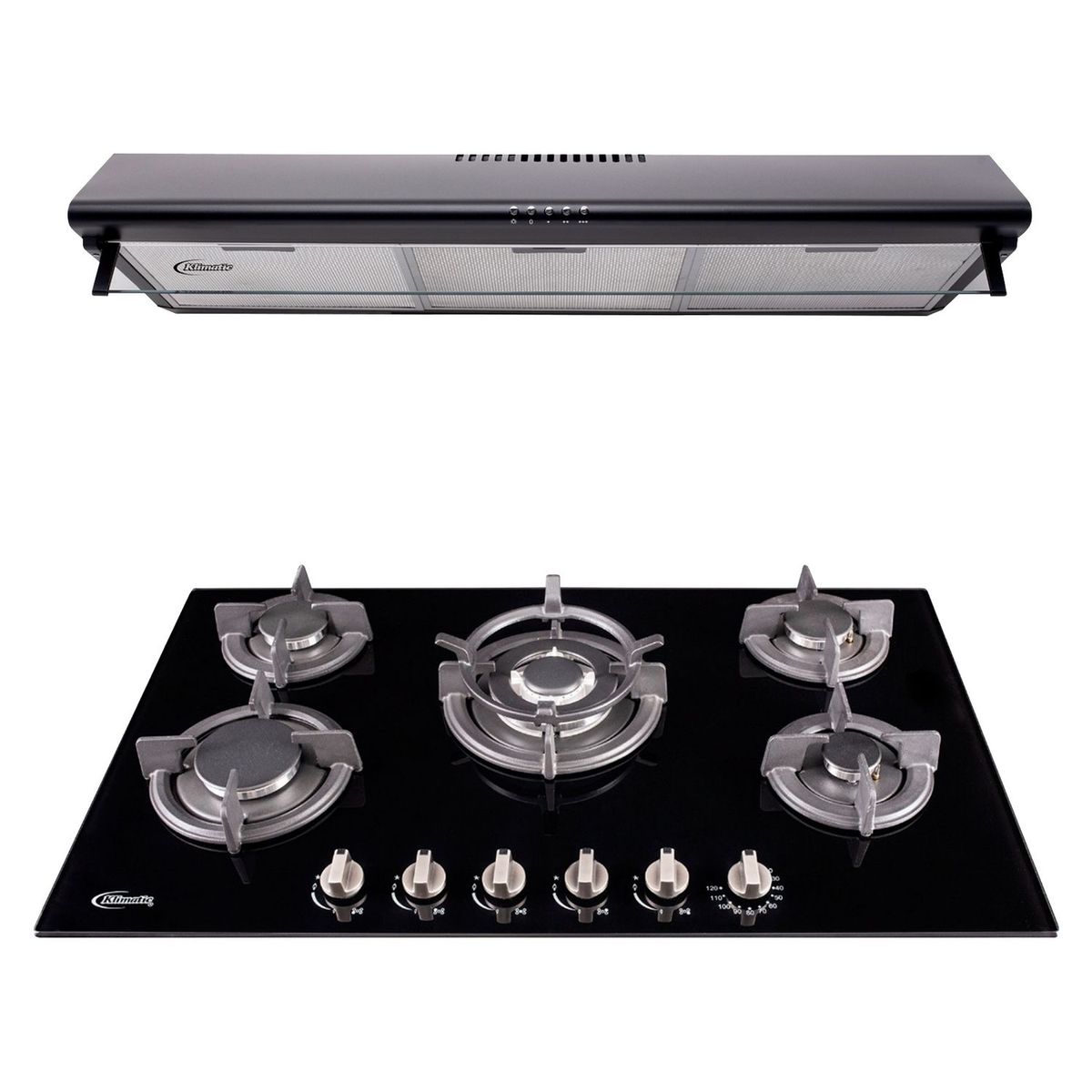 KLIMATIC - Combo Klimatic Cocina Empotrable 5 Hornillas Gina X + Campana Lineal 90cm CK902NE