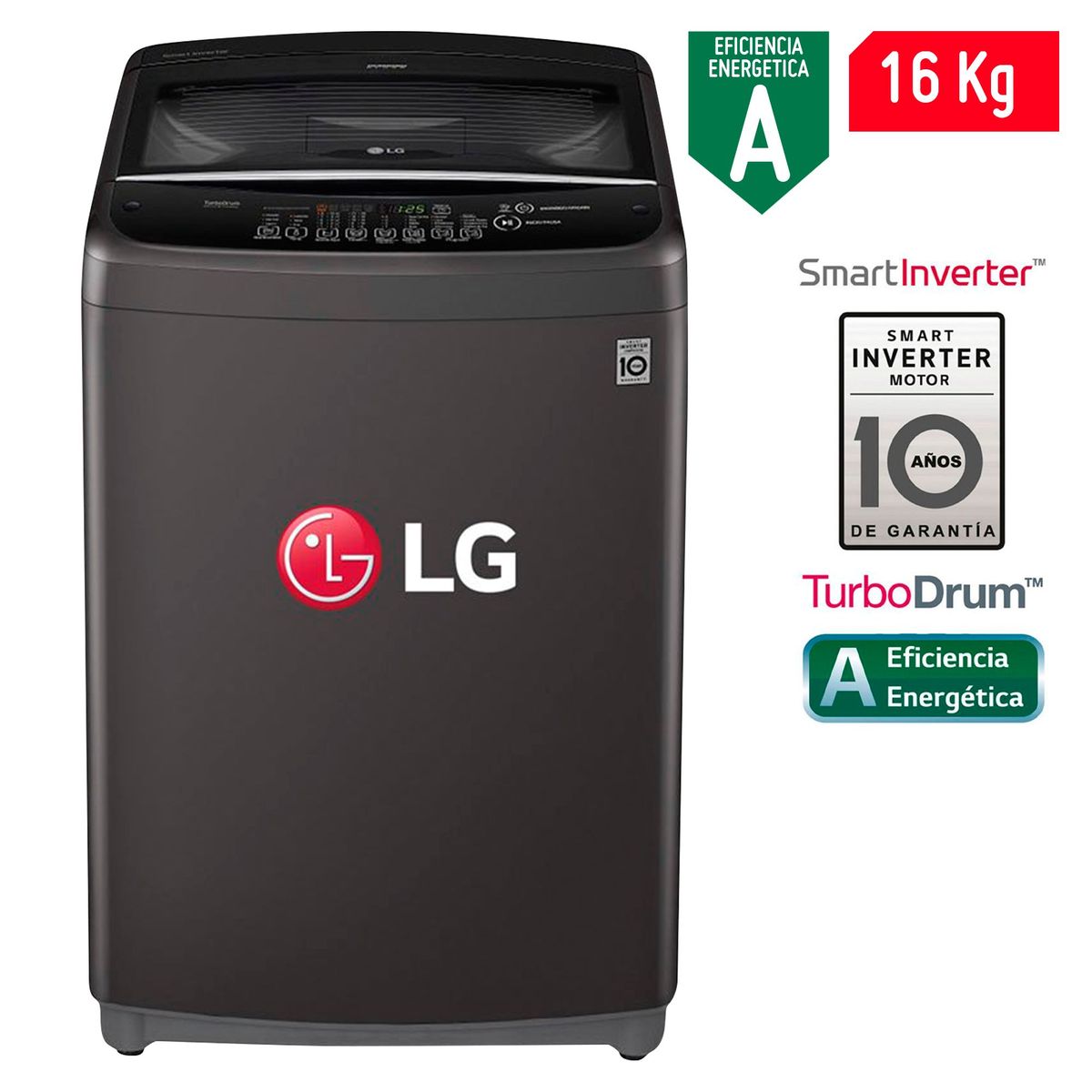 LG - Lavadora LG 16 Kg WT16BSB Negro Platino
