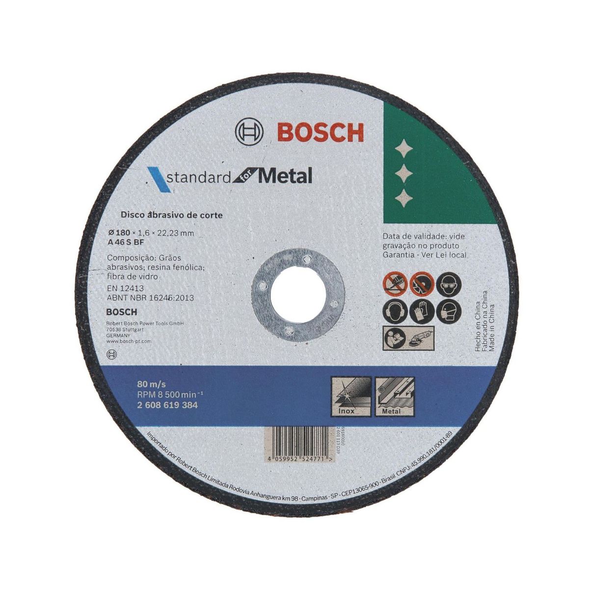 BOSCH - Disco de Corte Standard for Metal 180x1.6mm Bosch