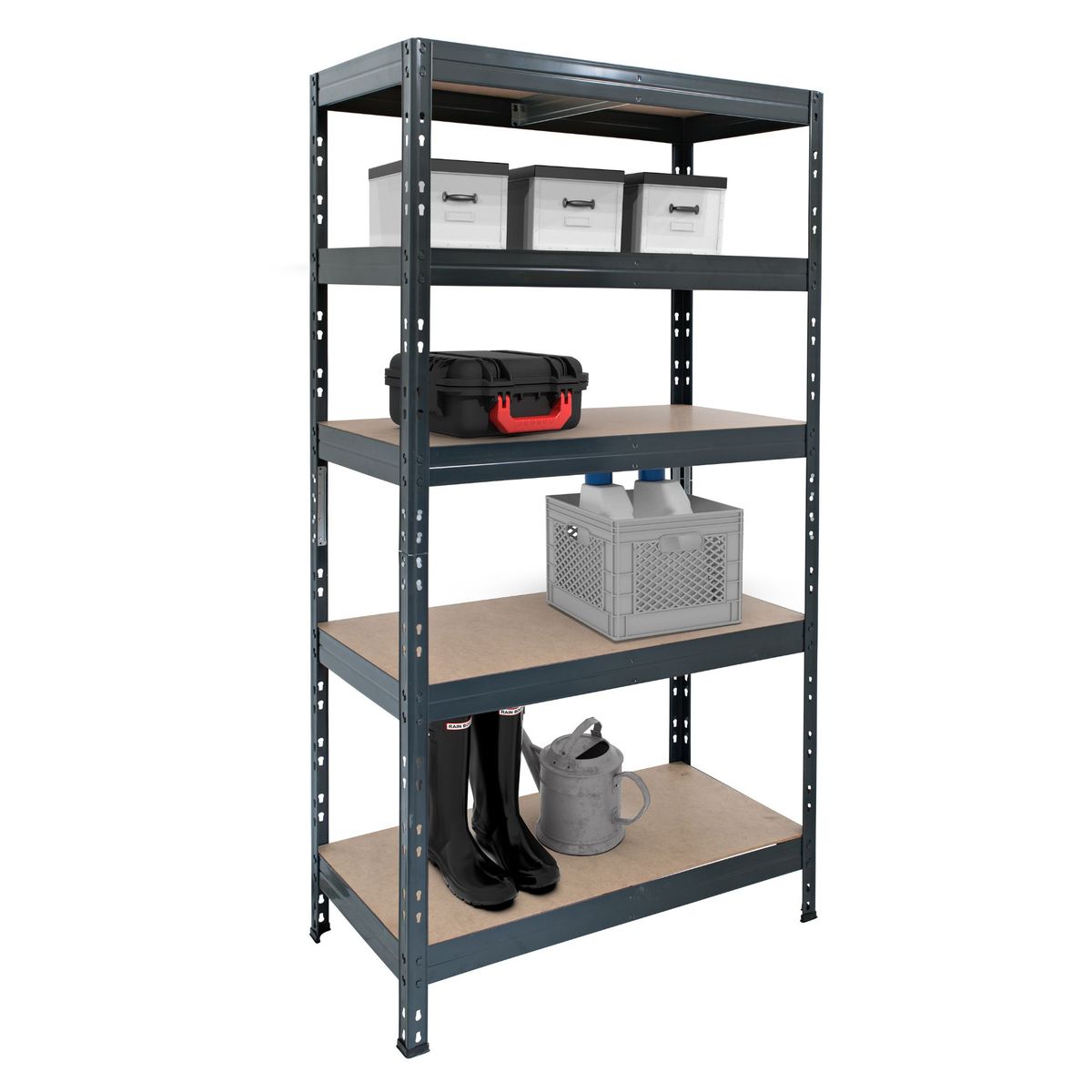 FIXSER - Estante Metal 5 Niveles 176x90x40cm Negro