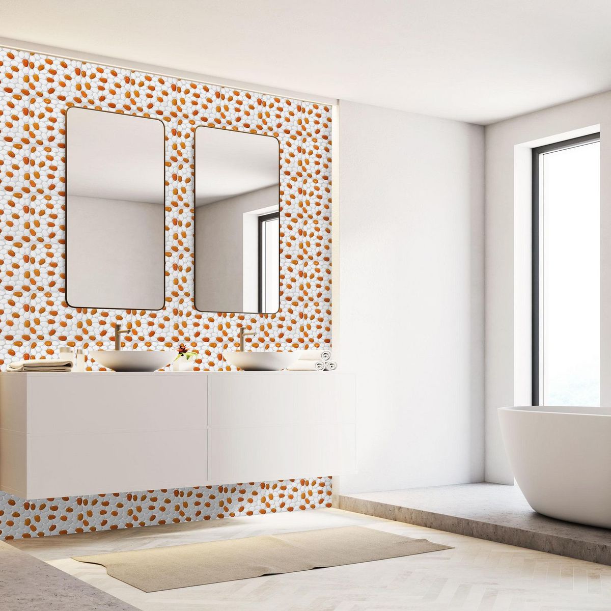 KLIPEN - Mosaico Color Blanco/Naranja 30x30cm 1m2